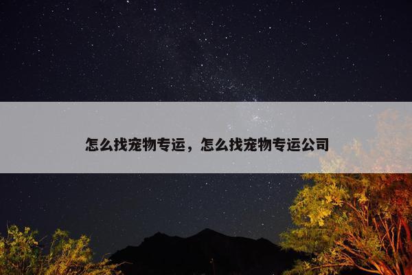 怎么找宠物专运，怎么找宠物专运公司