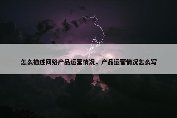 怎么描述网络产品运营情况，产品运营情况怎么写