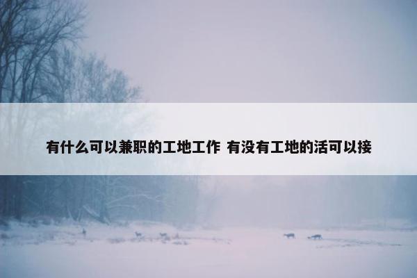 有什么可以兼职的工地工作 有没有工地的活可以接