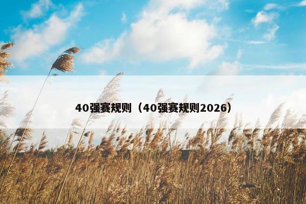 40强赛规则（40强赛规则2026）