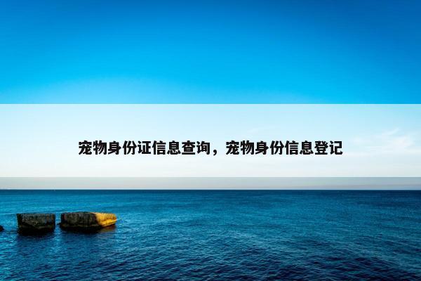 宠物身份证信息查询，宠物身份信息登记