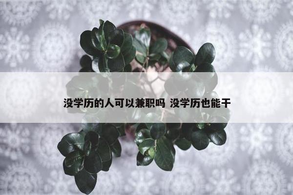 没学历的人可以兼职吗 没学历也能干