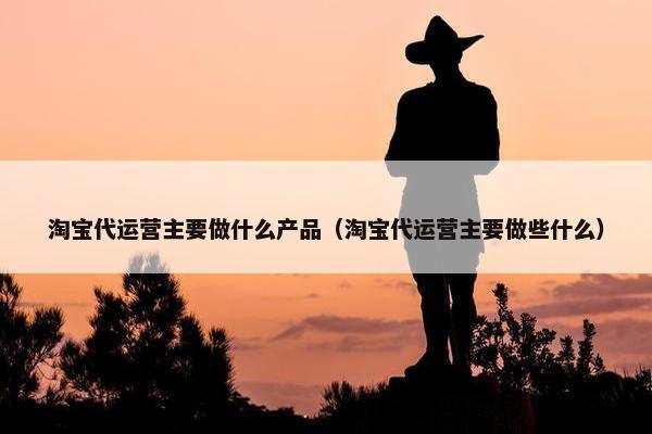 淘宝代运营主要做什么产品（淘宝代运营主要做些什么）