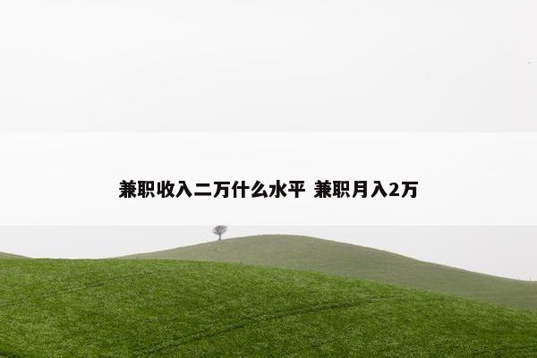 兼职收入二万什么水平 兼职月入2万